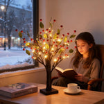 Elegant LED Christmas Tree for the Table – 50 cm with Berry Motif