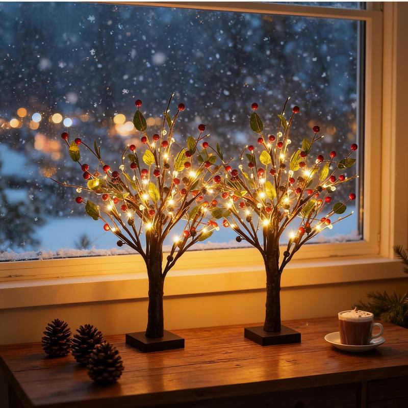 Elegant LED Christmas Tree for the Table – 50 cm with Berry Motif
