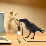 Artistic Crow Design Table Lamp with Warm Light LED