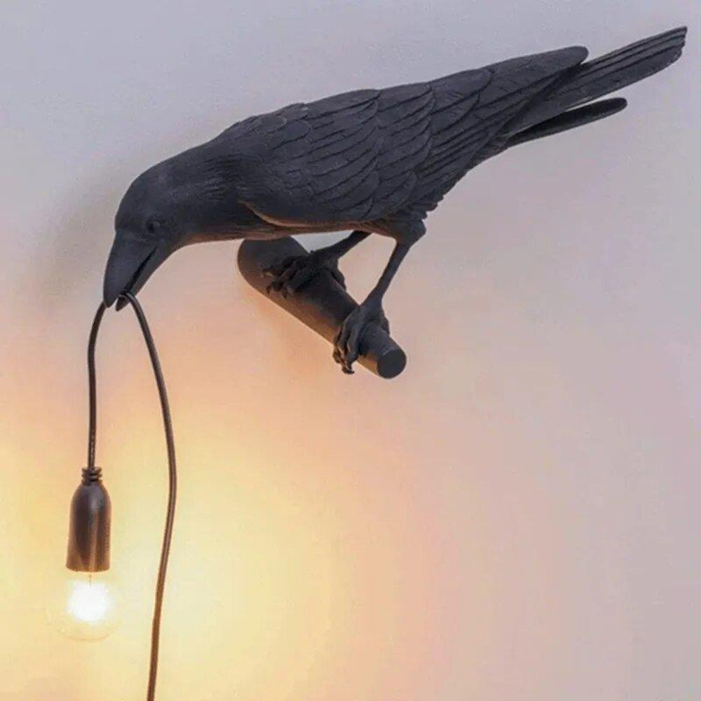 Artistic Crow Design Table Lamp with Warm Light LED