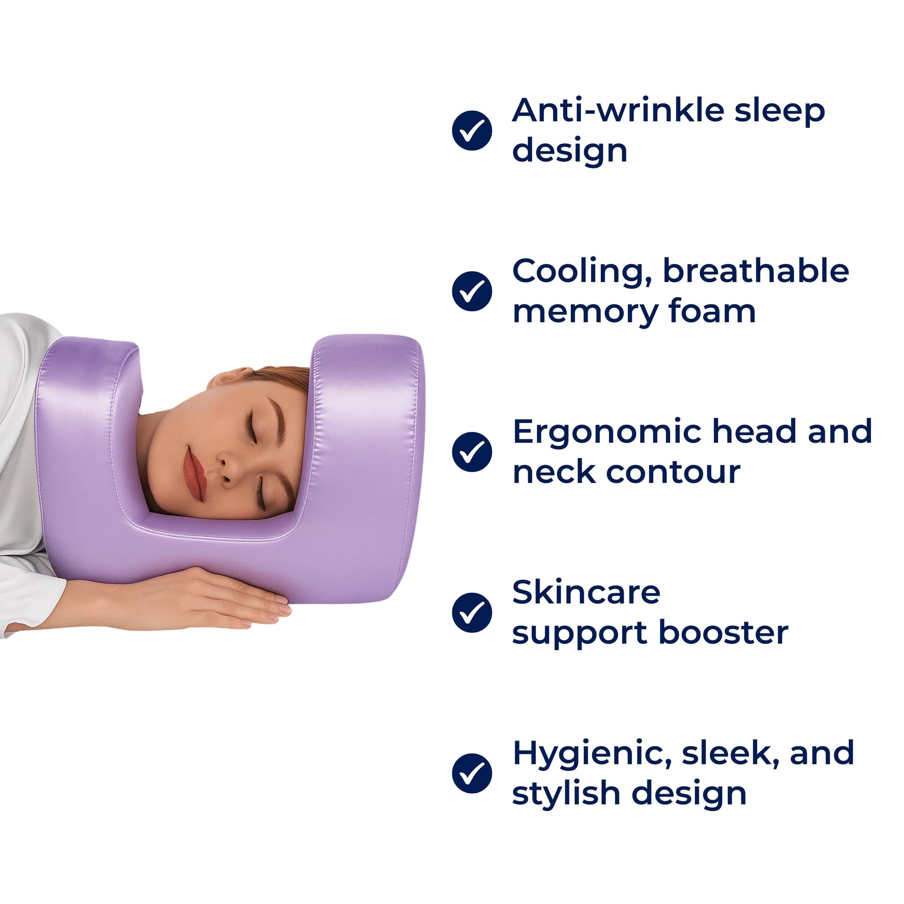 Anti-Falten Schönheit Kopfkissen - Ergonomisches Design aus kühlendem Memory-Schaum - Unterstützung für Hautpflege - Für Rücken- und Seitenschläfer