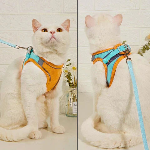 Katzengeschirr mit Leine – Bequeme Passform mit reflektierenden Sicherheitsstreifen