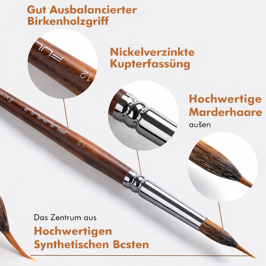 Präzisionspinsel-Set für Detailarbeiten | Ergonomischer Holzgriff