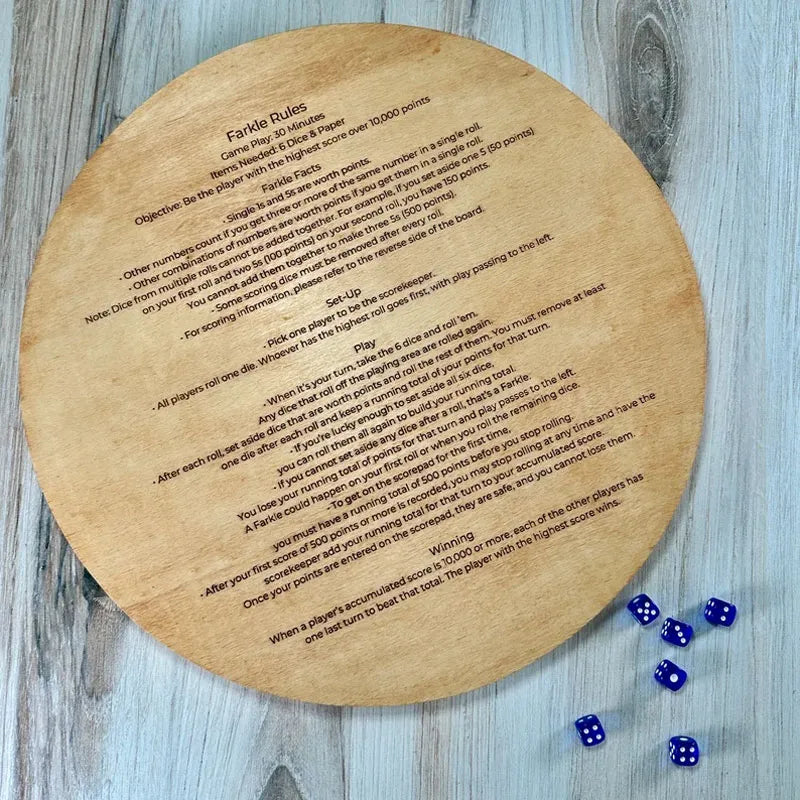 Dice Master - Wooden Farkle Dice Tray with Score Sheet for Family Fun