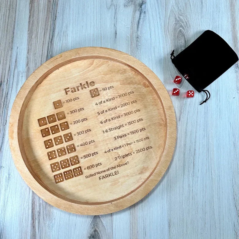 Dice Master - Wooden Farkle Dice Tray with Score Sheet for Family Fun