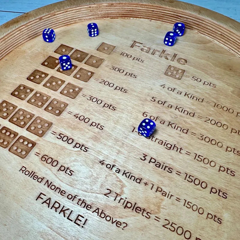 Dice Master - Wooden Farkle Dice Tray with Score Sheet for Family Fun