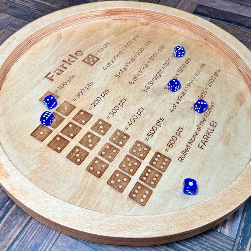 Dice Master - Wooden Farkle Dice Tray with Score Sheet for Family Fun