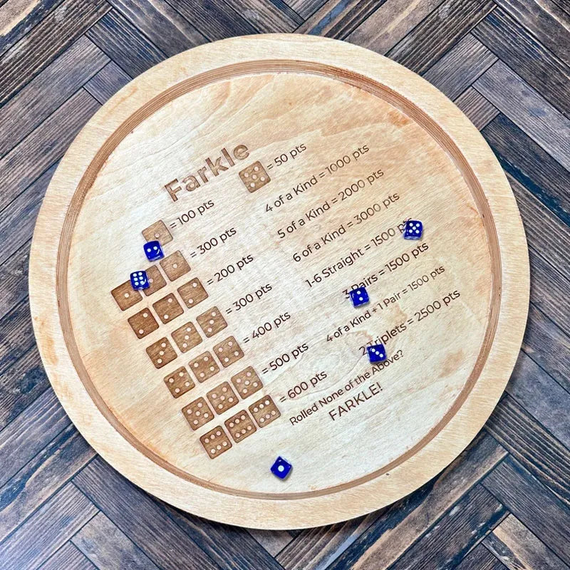 Dice Master - Wooden Farkle Dice Tray with Score Sheet for Family Fun