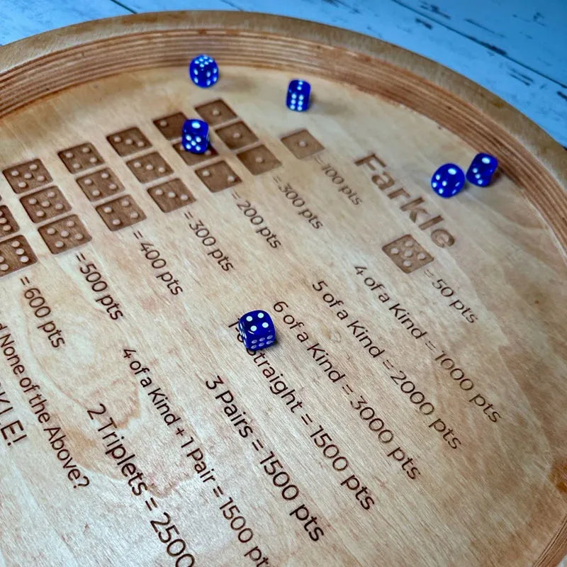 Dice Master - Wooden Farkle Dice Tray with Score Sheet for Family Fun