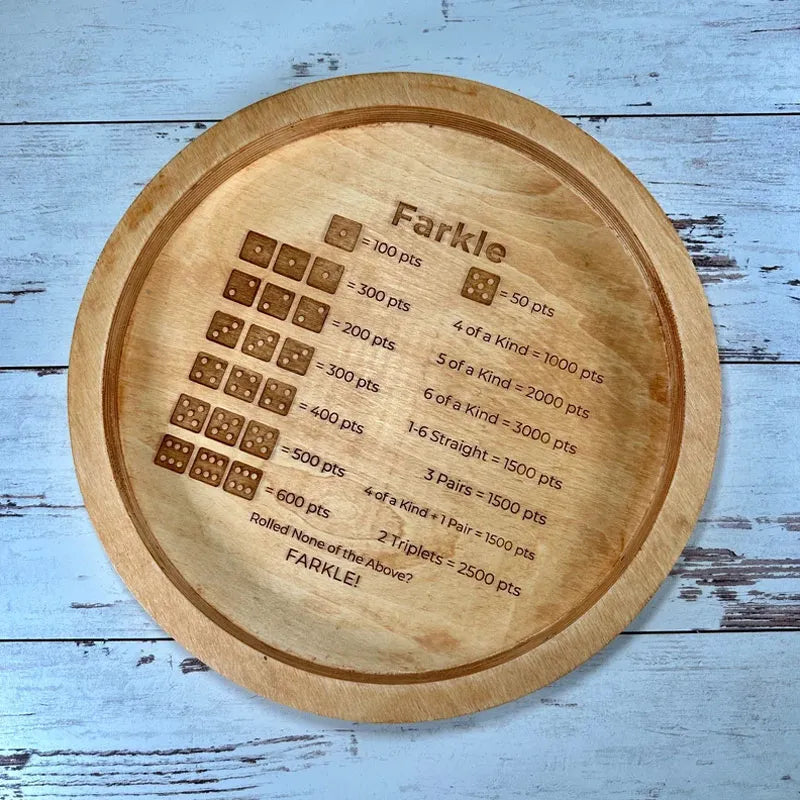 Dice Master - Wooden Farkle Dice Tray with Score Sheet for Family Fun