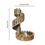 3D-printed dice tower with spiral staircase for your gaming pleasure