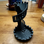 3D-printed dice tower with spiral staircase for your gaming pleasure