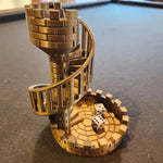 3D-printed dice tower with spiral staircase for your gaming pleasure