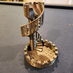 3D-printed dice tower with spiral staircase for your gaming pleasure