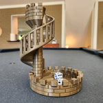 3D-printed dice tower with spiral staircase for your gaming pleasure