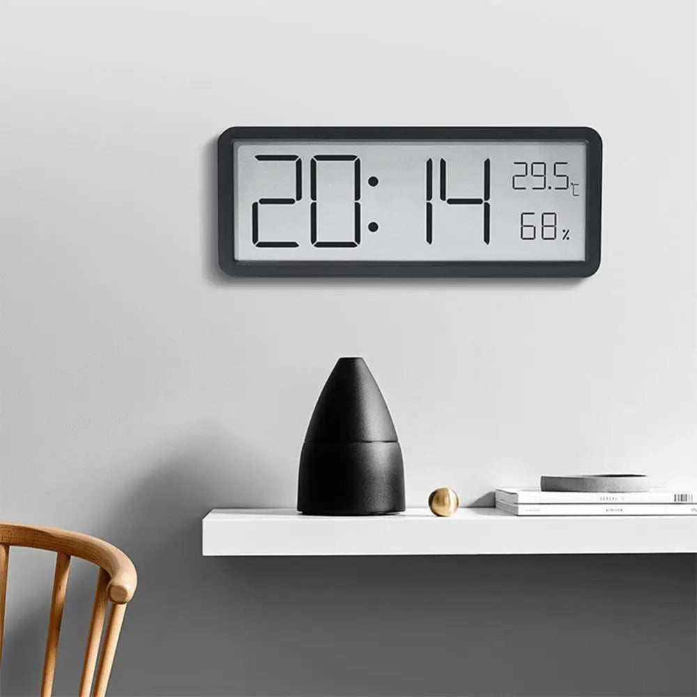 Large Digital Wall Clock with LED Display and Climate Monitor