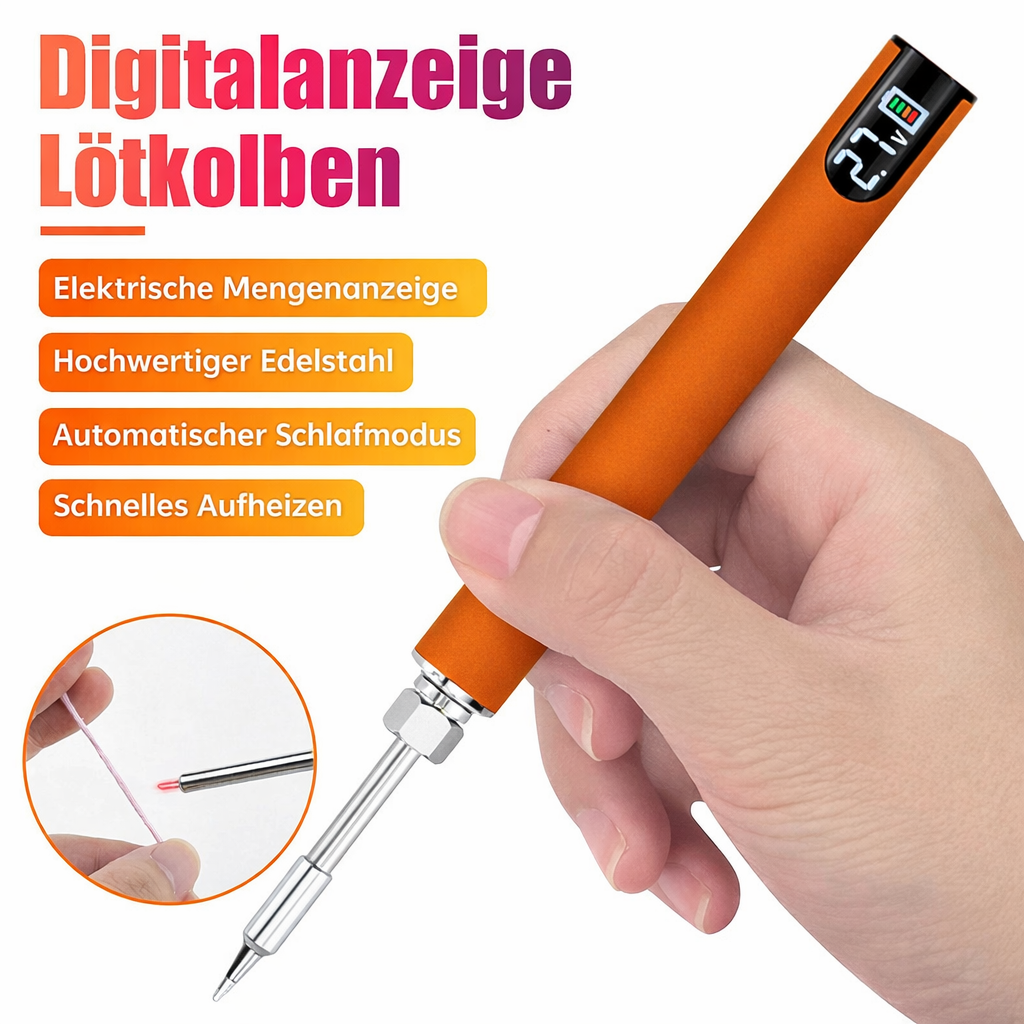 Kompakter Lötkolben mit USB-Anschluss und Display