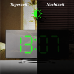 Elegante LED-Wecker mit Spiegeloberfläche und automatischer Helligkeitsanpassung
