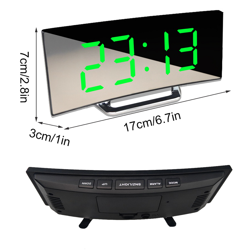 Elegante LED-Wecker mit Spiegeloberfläche und automatischer Helligkeitsanpassung