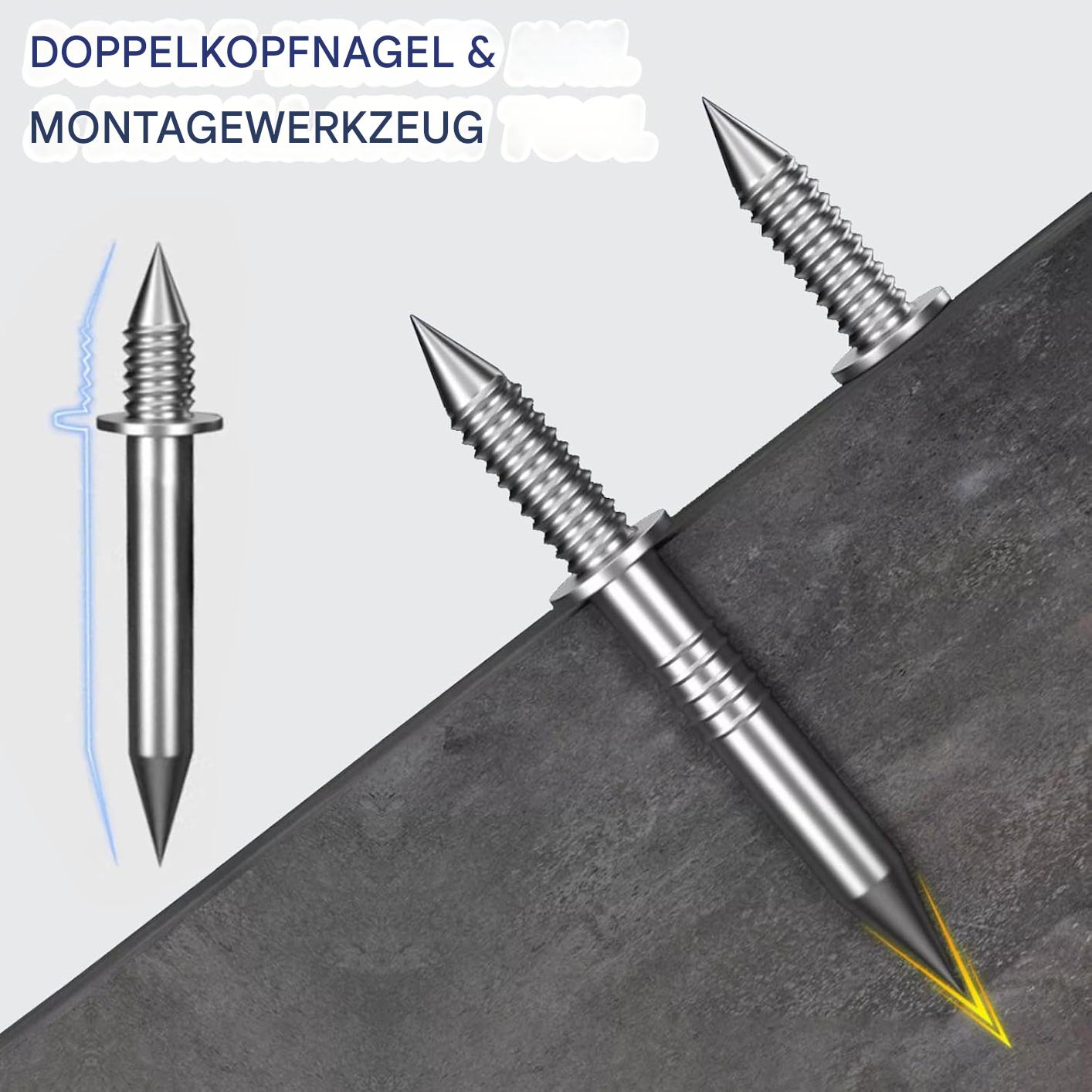 Double-headed fixing nails for easy installation