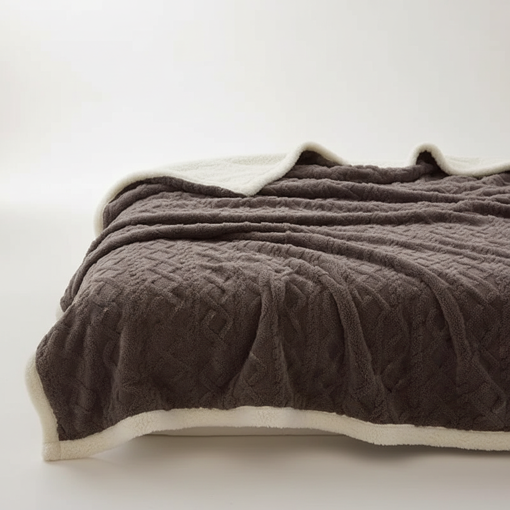Wärmende Winterdecke aus Luxus-Lammwolle – Beidseitig gestaltete Fleece-Decke