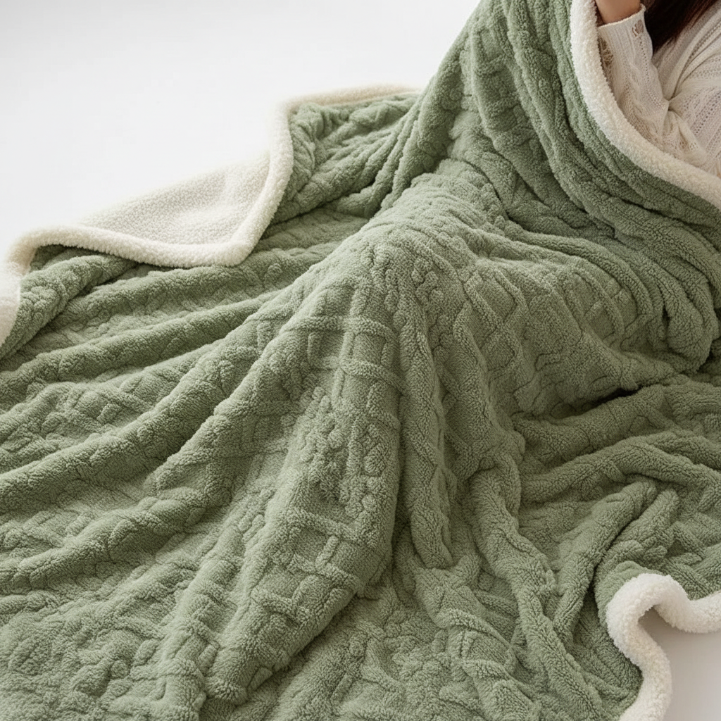 Wärmende Winterdecke aus Luxus-Lammwolle – Beidseitig gestaltete Fleece-Decke
