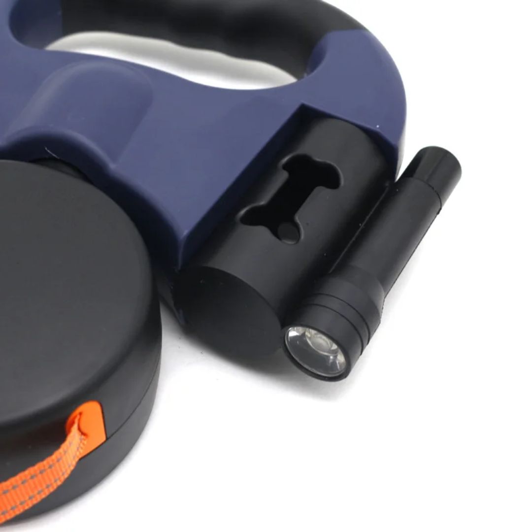 Dual Retractable Dog Leash | With Flashlight and Poop Bag Holder