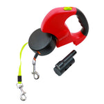 Dual Retractable Dog Leash | With Flashlight and Poop Bag Holder