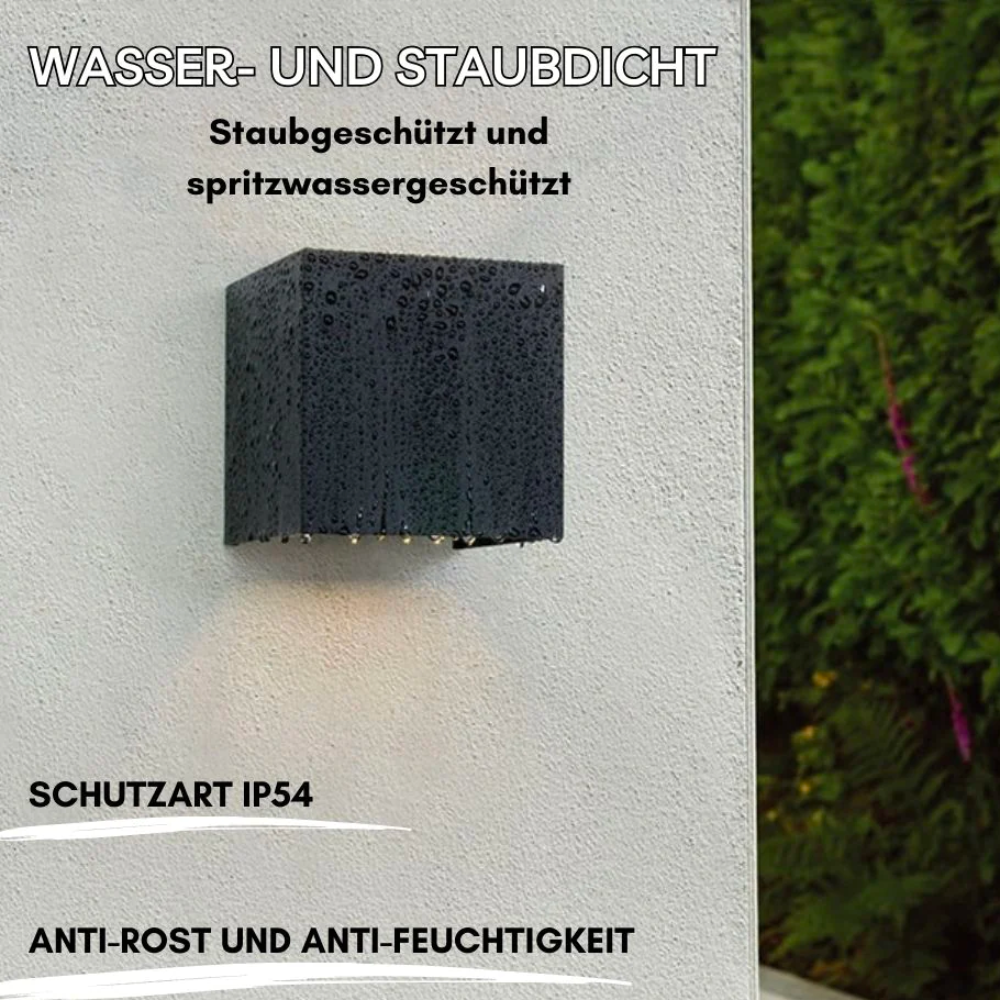 Kabellose LED-Wandlampe im modernen Würfel-Design