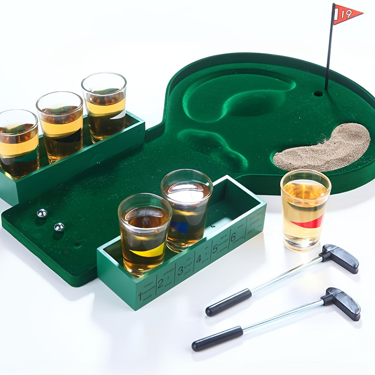 Golf Drinking Game - Miniature Tabletop Golf Set with Shot Glasses