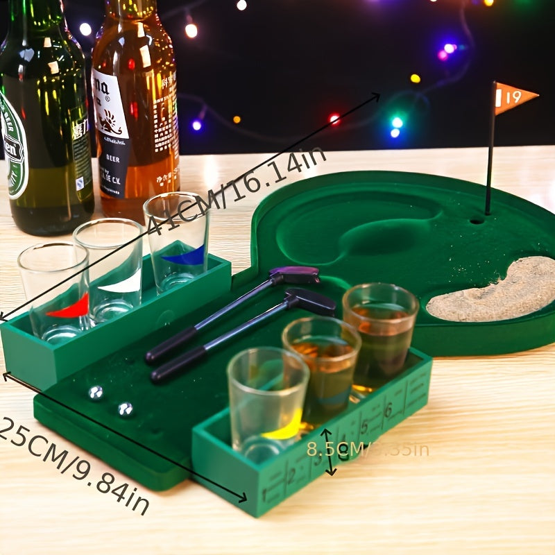 Golf Drinking Game - Miniature Tabletop Golf Set with Shot Glasses