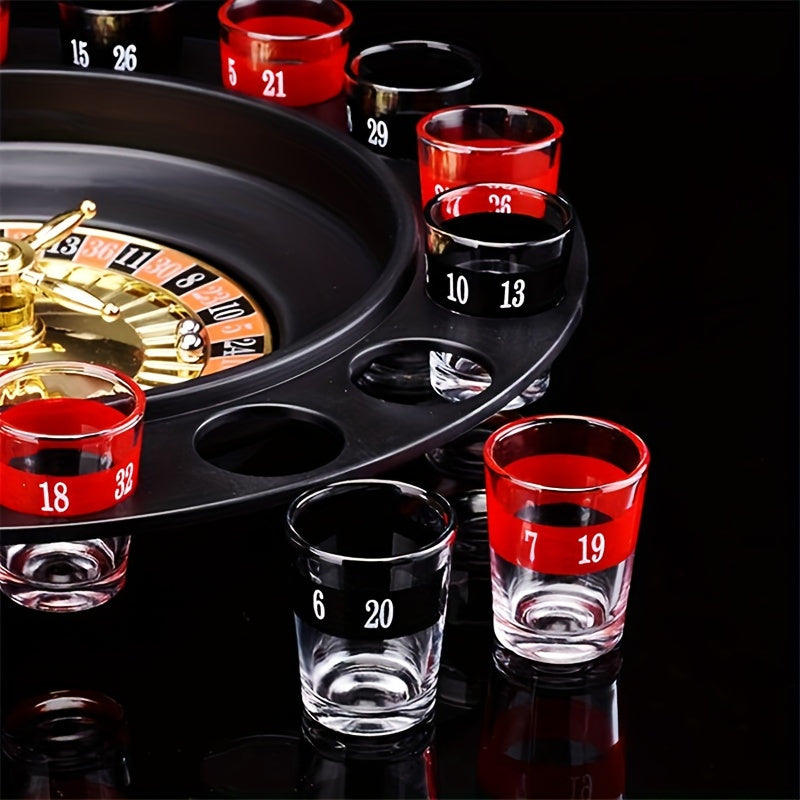 DrinkRoulette - Exquisite Roulette Drinking Game Set with 16 Shot Glasses