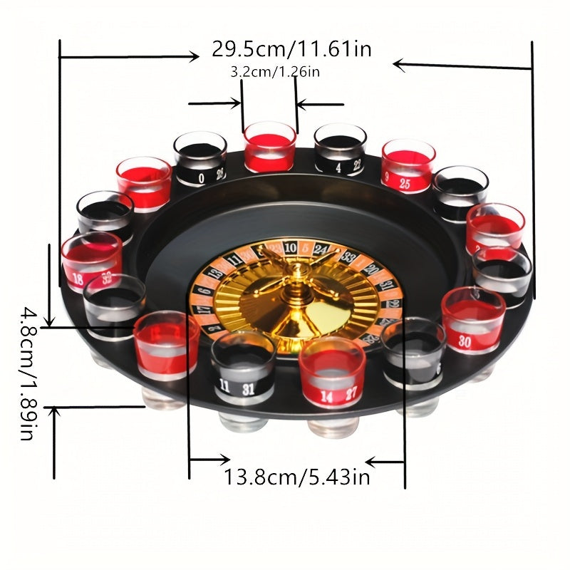 DrinkRoulette - Exquisite Roulette Drinking Game Set with 16 Shot Glasses