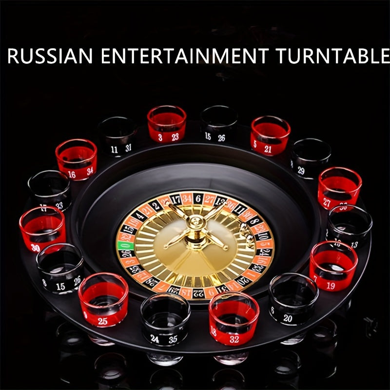 DrinkRoulette - Exquisite Roulette Drinking Game Set with 16 Shot Glasses