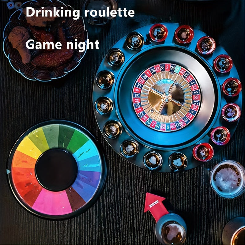 DrinkRoulette - Exquisite Roulette Drinking Game Set with 16 Shot Glasses