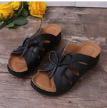 Elegante Damensandalen mit Schleife und Keilabsatz – Orthopädische Einlage