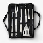 Edelstahl Grillbesteck Set | Mit Tragetasche für Unterwegs | Sicherer Griff mit Hitzeschutz