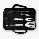 Edelstahl Grillbesteck Set | Mit Tragetasche für Unterwegs | Sicherer Griff mit Hitzeschutz