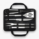 Edelstahl Grillbesteck Set | Mit Tragetasche für Unterwegs | Sicherer Griff mit Hitzeschutz