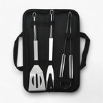 Edelstahl Grillbesteck Set | Mit Tragetasche für Unterwegs | Sicherer Griff mit Hitzeschutz