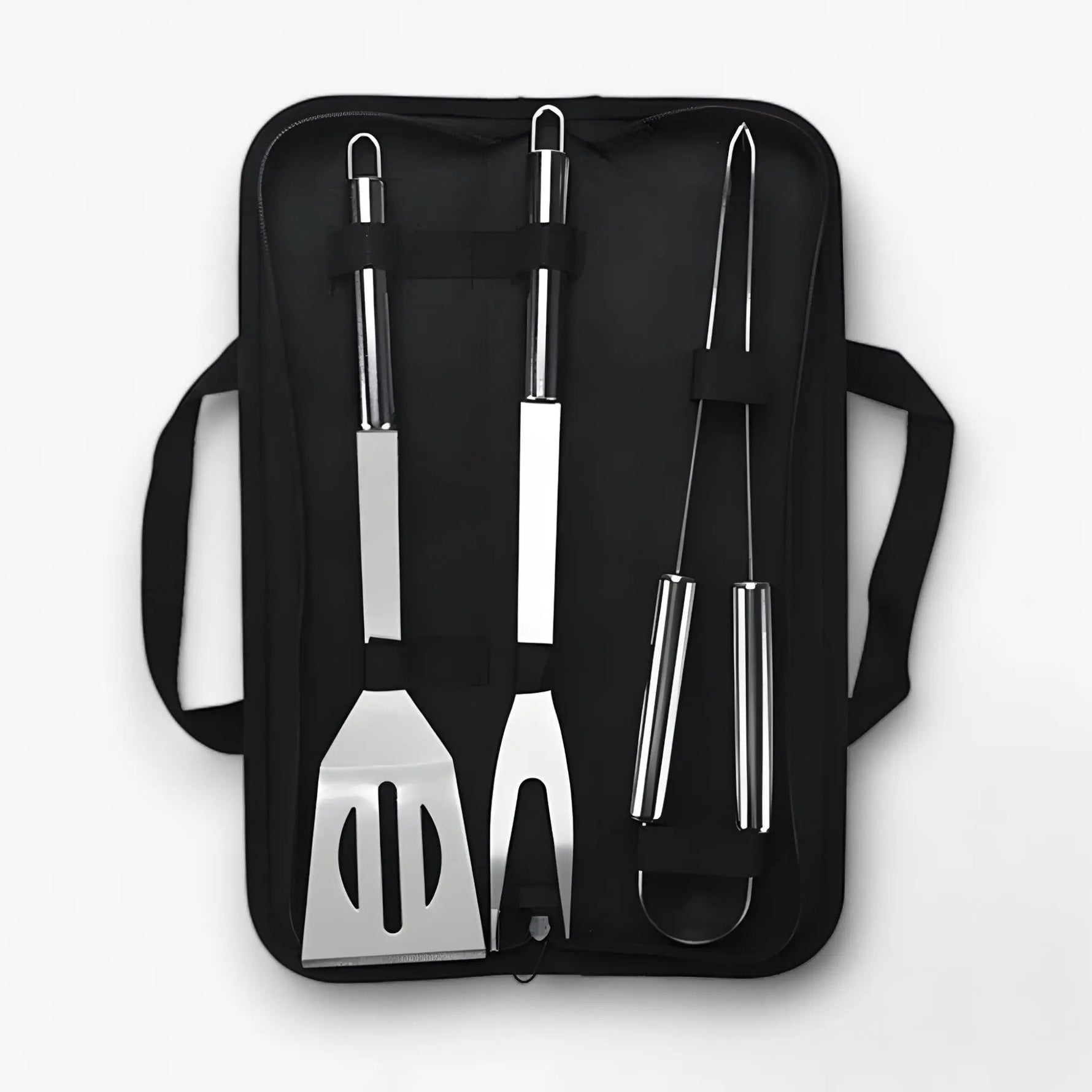 Edelstahl Grillbesteck Set | Mit Tragetasche für Unterwegs | Sicherer Griff mit Hitzeschutz