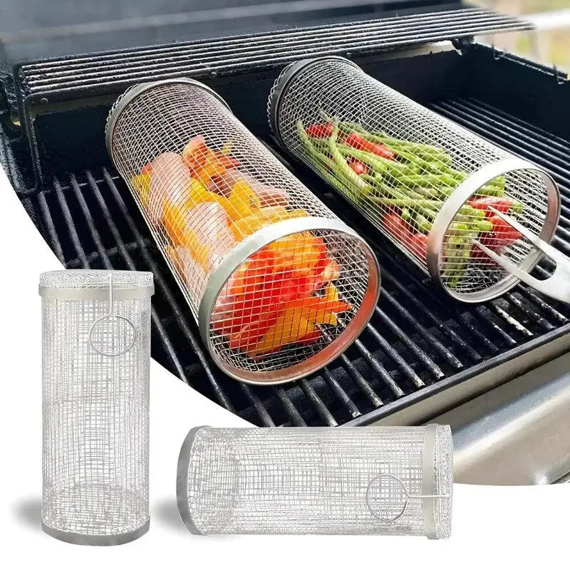 Edelstahl Grillkorb | Rollkorb für gleichmäßiges Grillen