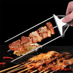 Robuste Grillspieße aus Edelstahl mit Doppelzinken und Schiebeschaber