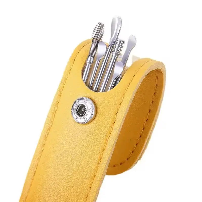Praktisches Ohrreinigungsset mit 6 Edelstahlwerkzeugen und Etui