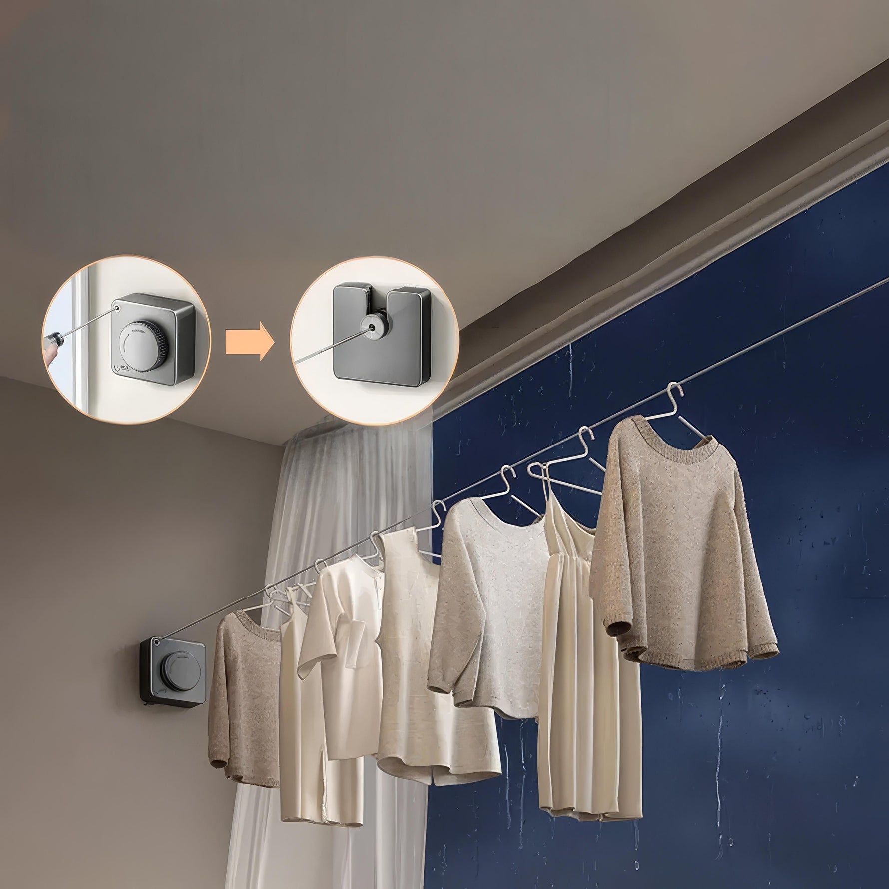 FlexiDry Stainless Steel Clothesline - Retractable with Anti-Slip Function