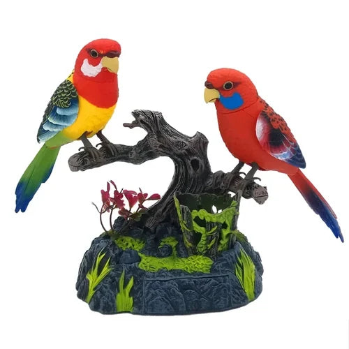 Battery-operated singing parrots with control