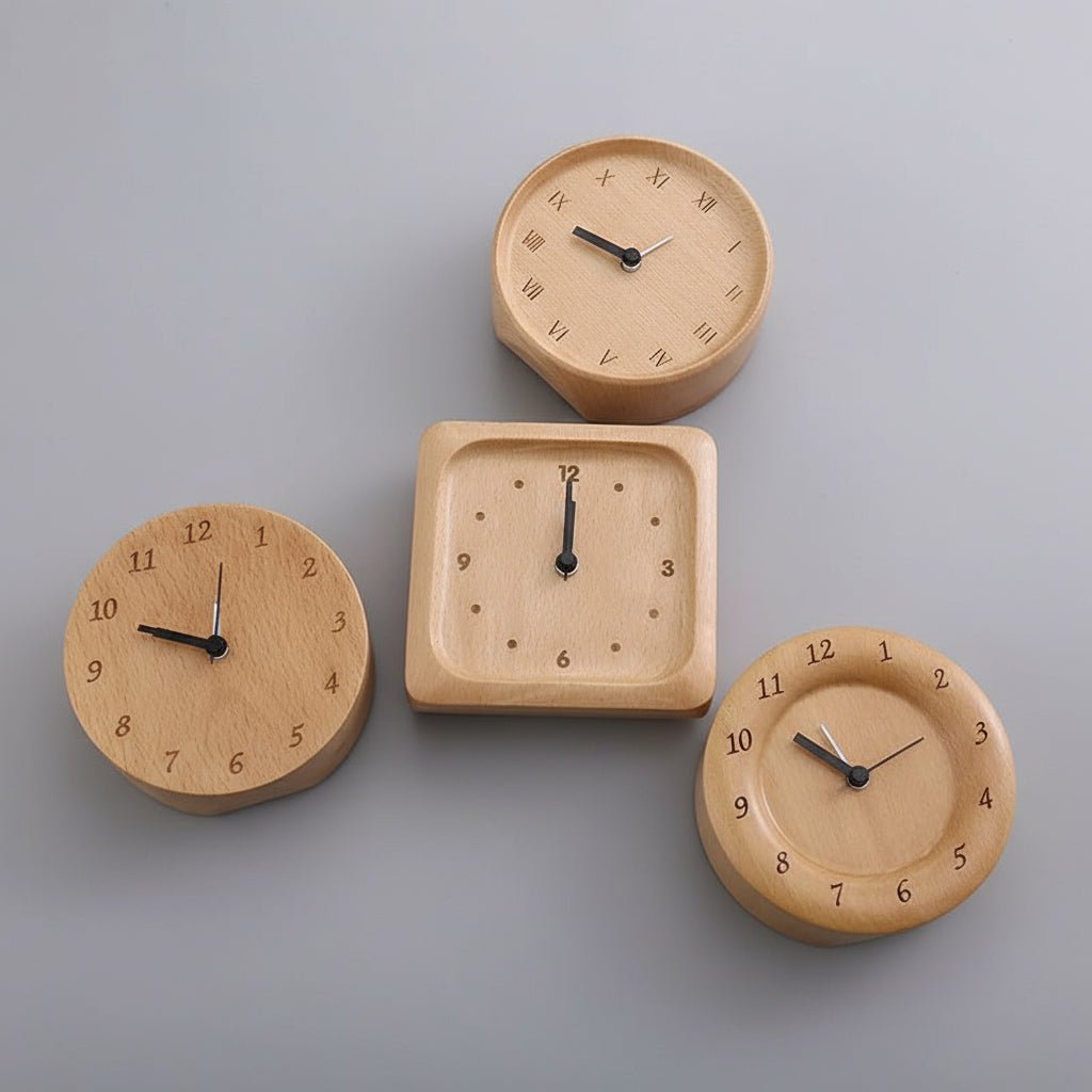 Stylish Beechwood Alarm Clock – Quiet Elegance for Any Room