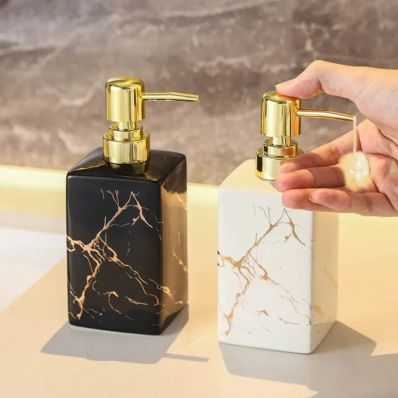 Stylish Ceramic Soap Dispenser with Gold Pump