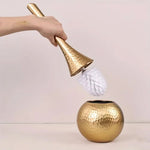 Stylish Toilet Brush in Gold with Ergonomic Handle and Holder