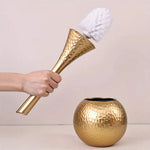 Stylish Toilet Brush in Gold with Ergonomic Handle and Holder